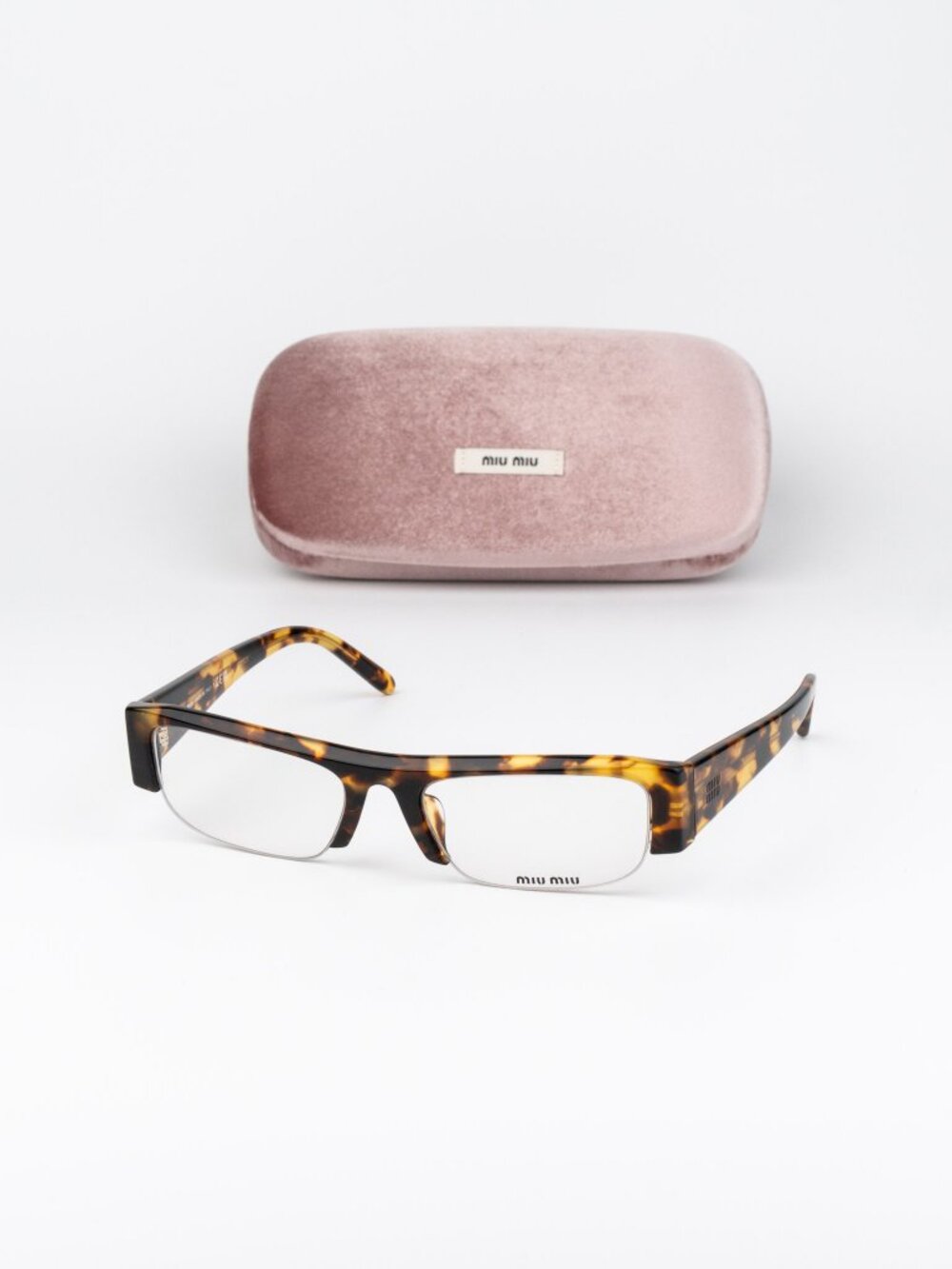 Miu Miu Women Eyeglasses Havana Rectangle MUB07S 14L08N NEW AUTHENTIC
